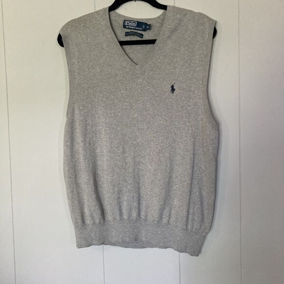 Polo By Ralph Lauren Sweater Vest XL Pima Cotton Gray Preppy Academia Grandpa - Picture 8 of 8